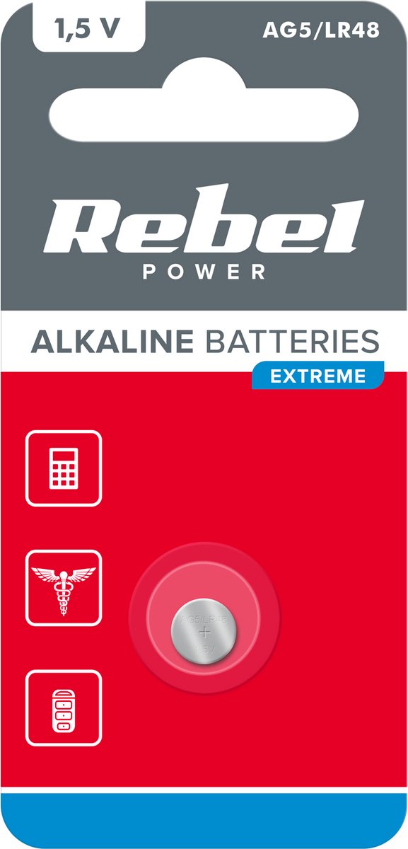 Rebel Extreme - Alkaline Knoopcel Batterij - AG5 - Verbeterde Prestaties - 1,5V