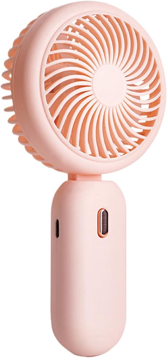 Ventilator - Handventilator - Krachtige opvouwbare oplaadbare handventilator - Drie windsnelheden, sterke luchtstroom, gemakkelijk mee te nemen, geschikt voor buitenreizen, bruiloften, kamperen, roze