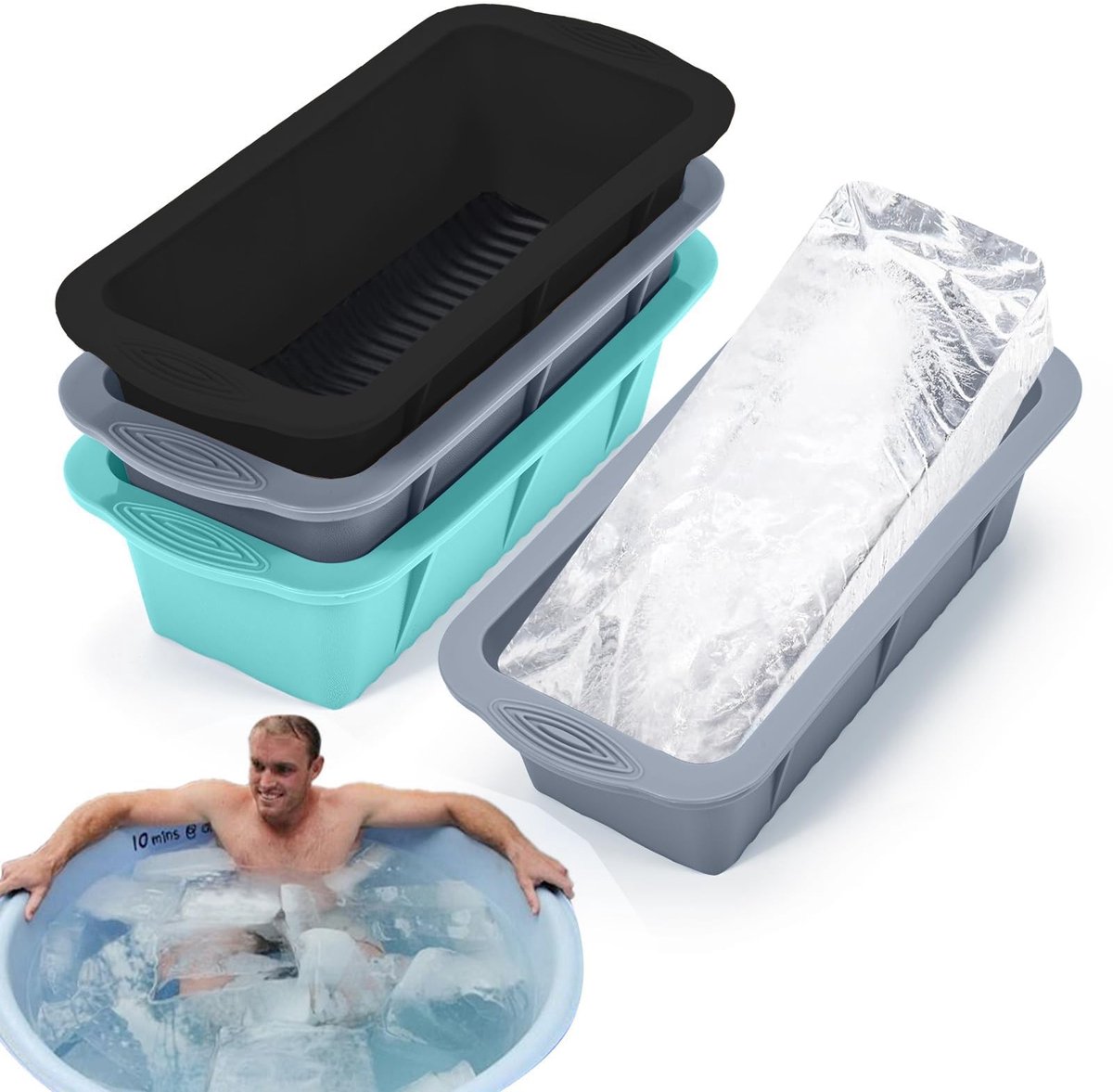 Large silicone ijsblokjesvormen voor ijsbaden, cocktails en feesten – herbruikbare, BPA-vrij, snel bevriezend, 3-delig