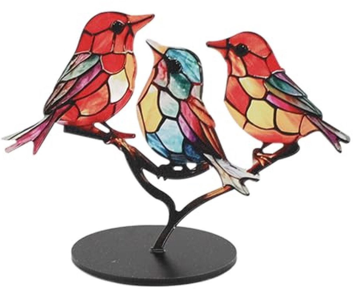 carmdering - Vogels Decoratief Ornament - Bureaudecoraties - Woondecoratie - Dubbelzijdig acryl, levensechte kolibrie op tak - Duurzaam en kleurvast, UV-bestendig, 3 mm dik - Stabiel ontwerp met brede basis, geschikt voor elk oppervlak