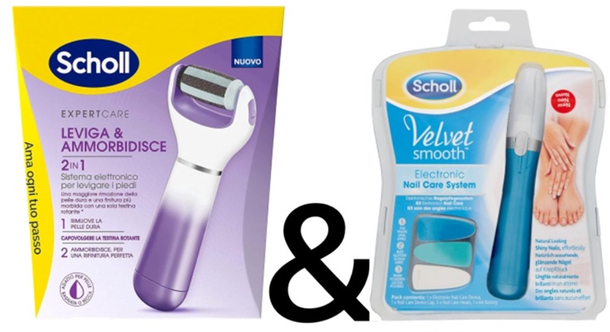 Scholl Elektrisch Velvet Smooth + Scholl Elektrisch Nagelvijl – Nagelbehandeling - Eeltverwijderaar - Scholl - Nagelverzorging – Huidverzorging – Nagelvijl – Voetverzorging – Eeltverwijderaar.