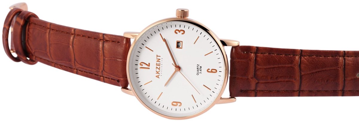 AKZENT Herenhorloge van imitatieleer Karam Akzent Exclusief herenhorloge met imitatieleren band