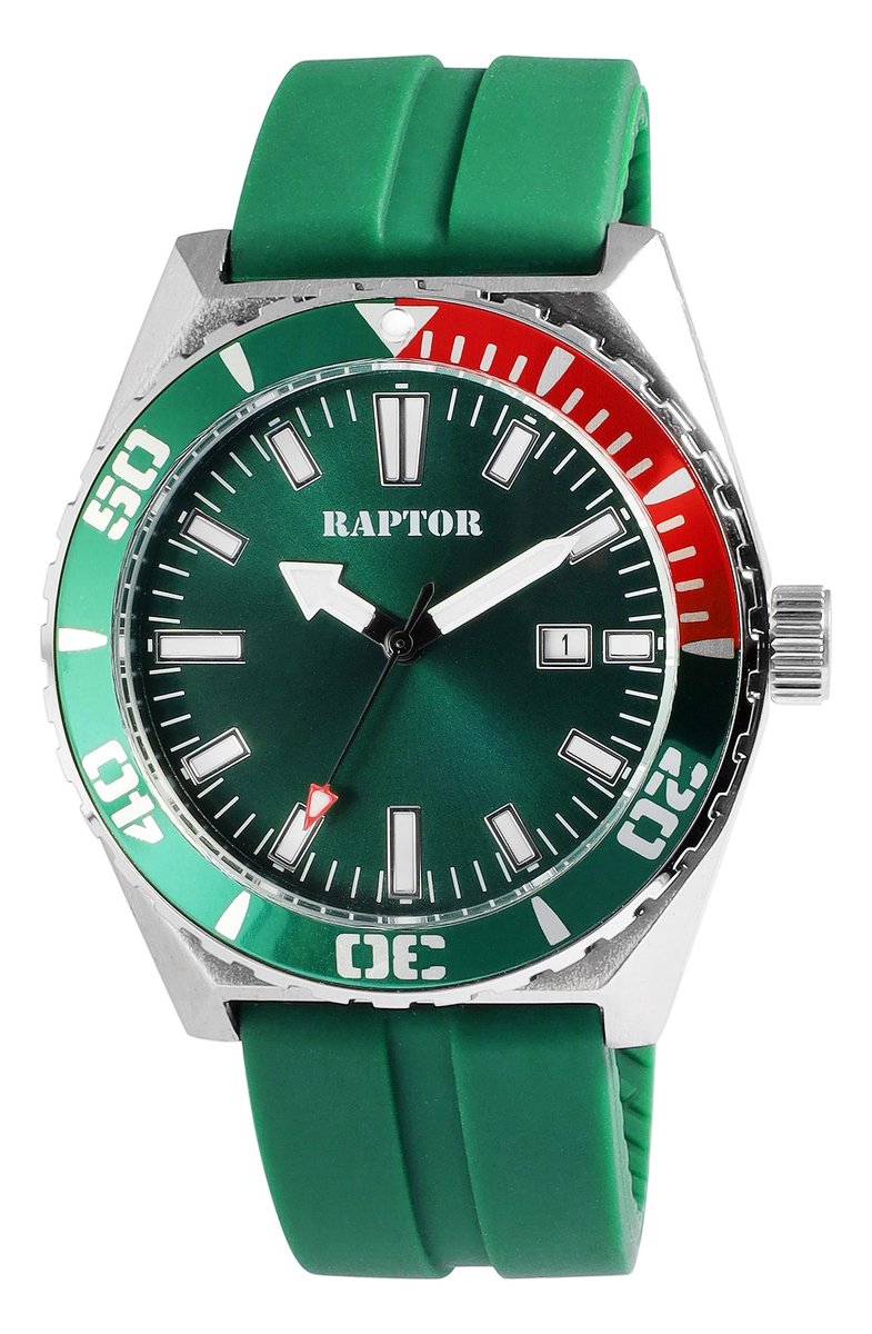 Raptor Herenhorloge siliconen Jett Raptor herenhorloge "Jett" met siliconen band, draaibaar