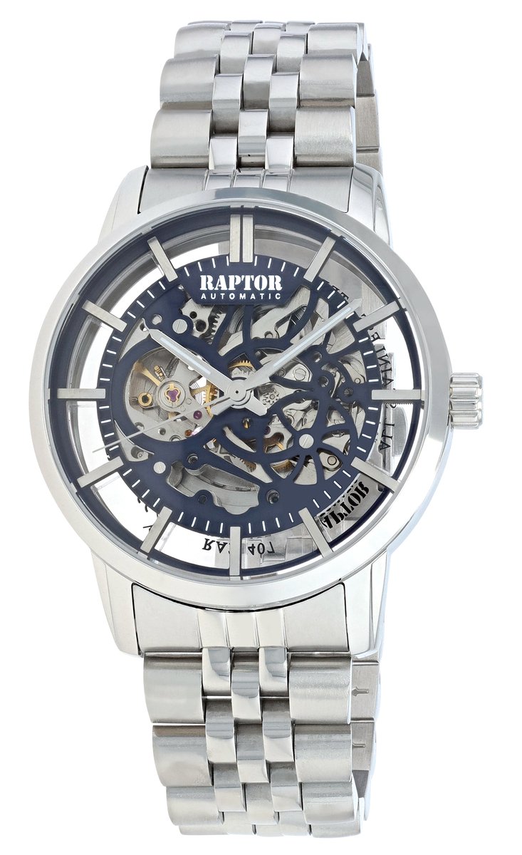 Raptor Herenhorloge van roestvrij staal RA20407 Skeleton herenhorloge, automatisch, roestvrij staal, diverse kleuren