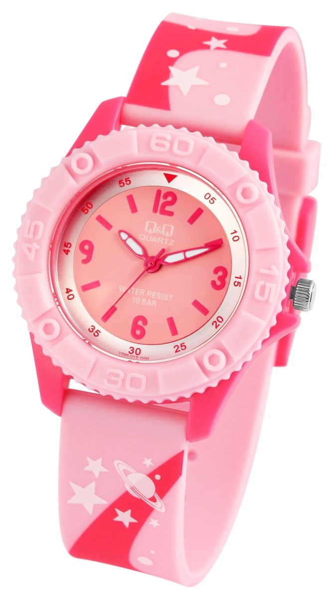 QQ-model vq96j019-kinderhorloge-10 atm waterdicht-geschikt om mee te zwemmen-kleur roze-diameter 32 mm