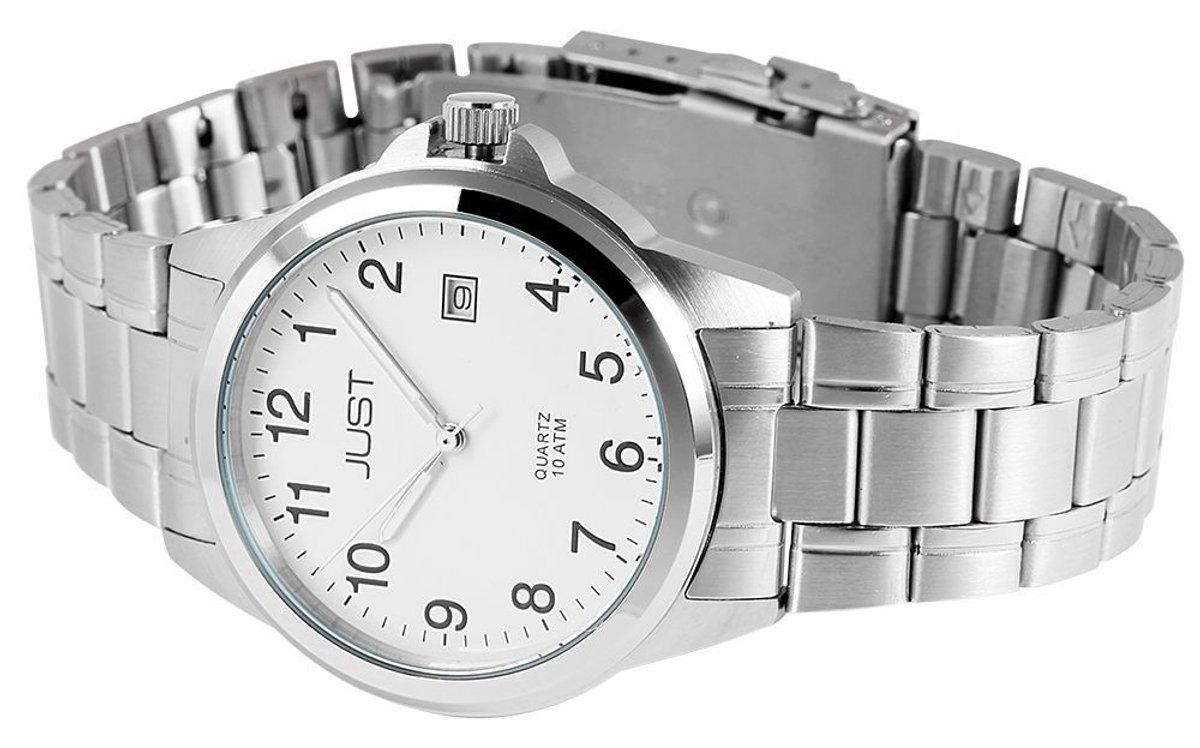 JUST Herenhorloge van roestvrij staal Baroon herenhorloge van roestvrij staal, 3 wijzers, datumweergave