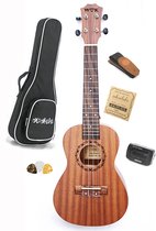WK Concert 23 inch Ukelele-unieke Hoge kwaliteit toonnauwkeurigheid -hout met gouden textuur-Natuur gemaakt sapele hout- Hoge hardheid en zeer duurzaam -Inclusief accessoires- Professionele studie-met tas-Ukelele Gitaar