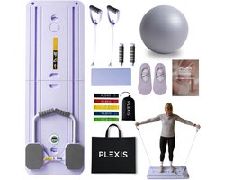 Plexis Pilates Board - Pilates Reformer – Pilates Sokken - Inklapbare Pilates Set met Weerstandsbanden - Pilates Bal - Met Luxe Draagtas - 30 Dagen Afvalchallenge E-book