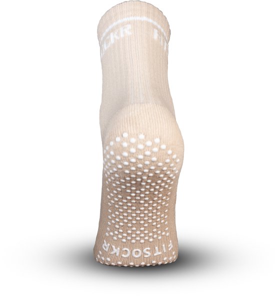 FitSockr Gripsokken Balance - Grip Sokken Pilates - Antislip Sokken Dames - Sportsokken met grip - Beige - maat 32/36 van Merkloos — afbeelding 3