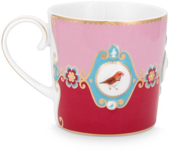 Set/2 Mugs Small Love Birds Medallion Red-Pink/ pip studio/ cadeau set