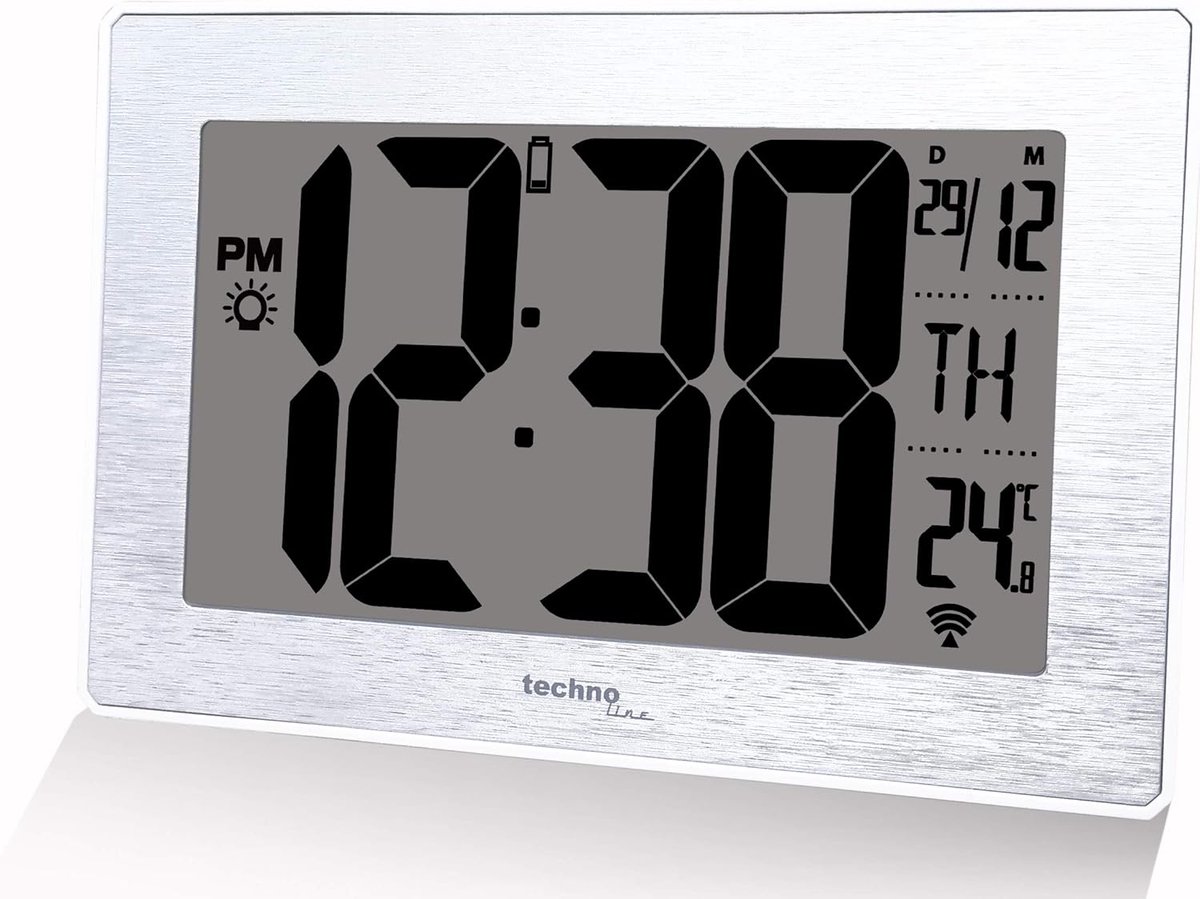 Draadloze Digitale Wandklok met Datum, Temperatuur en Nachtlamp | Radio-gestuurd