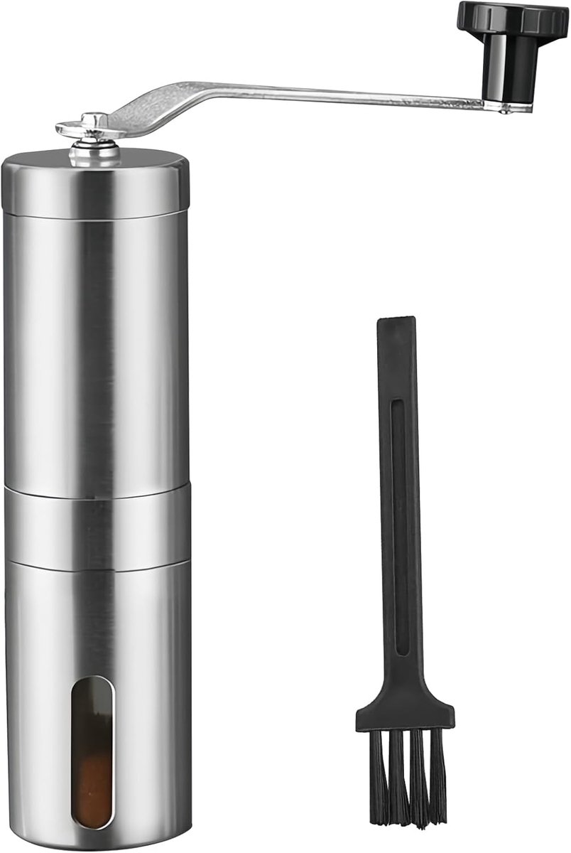 Koffiemolen handmatig - Handmatige - rvs- Bonenmaler met verstelbare standen - 25-30g capaciteit - Met een kwast - Afneembaar - Wasbaar - Koffiemaler - geschikt voor Aeropress, filterkoffie, espresso, French Press en Turkse koffie