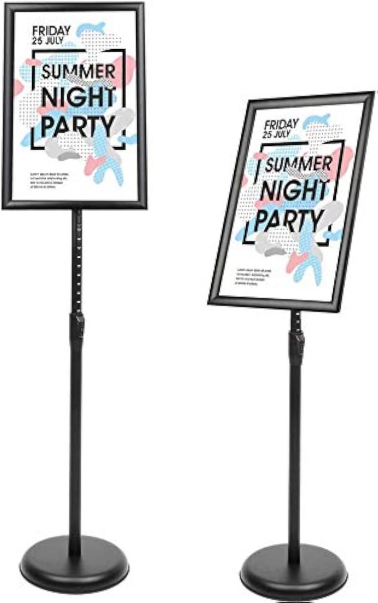 A3 Posterstandaard Vloerstaand Zwart met Verstelbare Frame voor Menu en Informatiebord