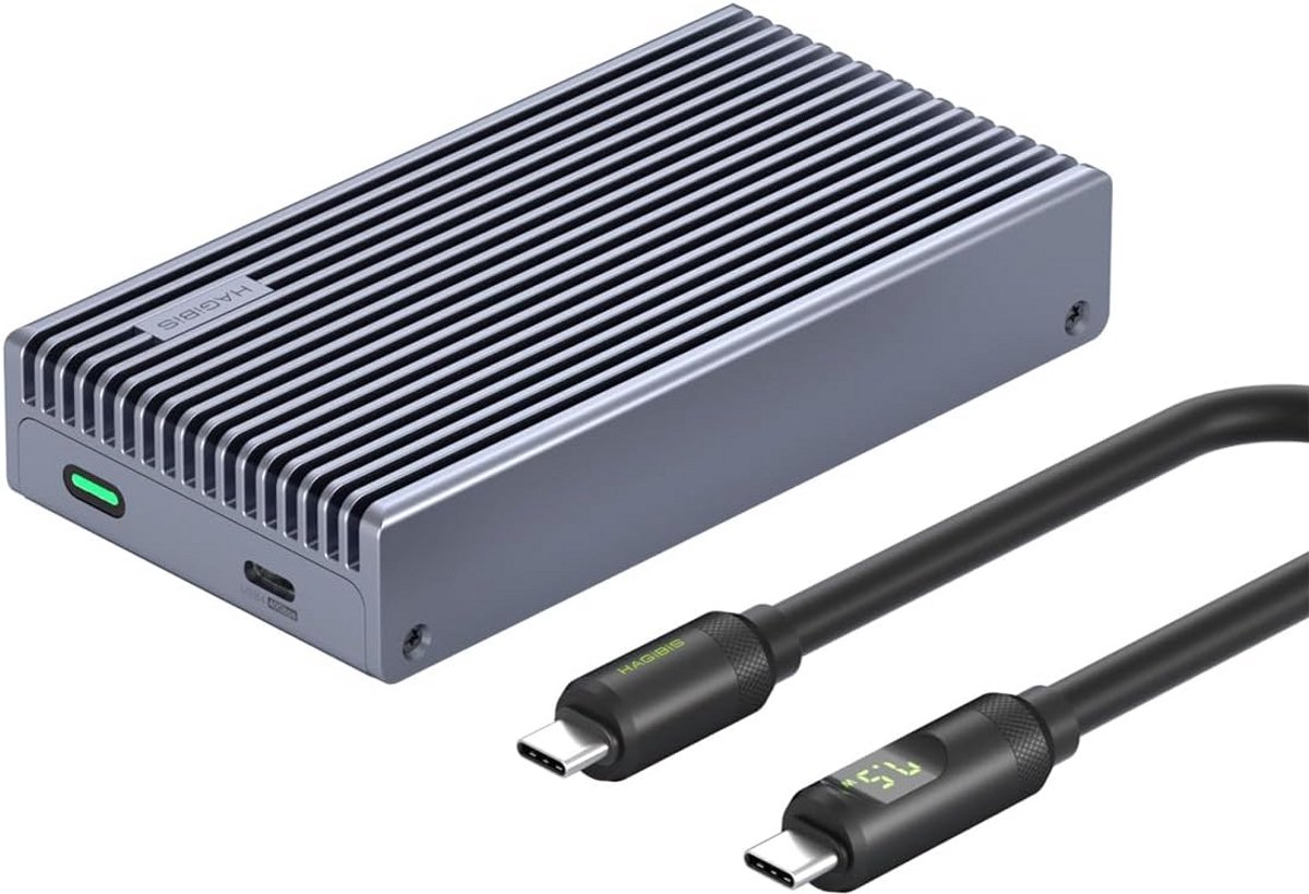 Snelle M.2 NVMe SSD Behuizing USB4 40Gbps met LED Display - Compatibel met 2230 tot 2280