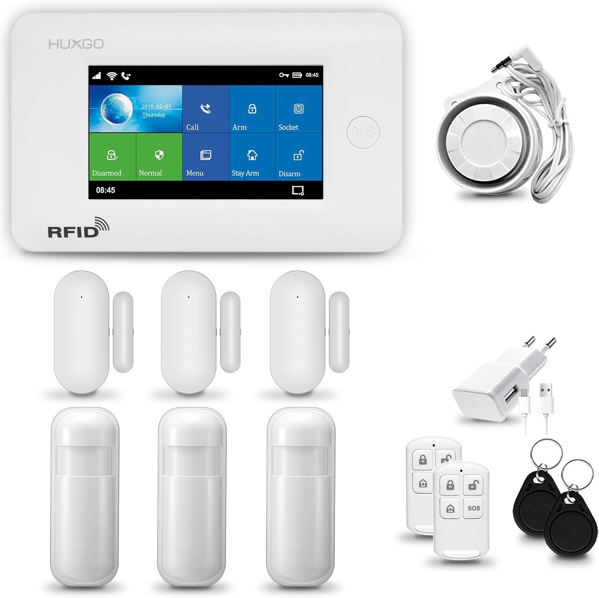 Draadloos WiFi & GSM Alarm Systeem Compleet met Sirene | Smart Home Beveiliging met App en Sensoren