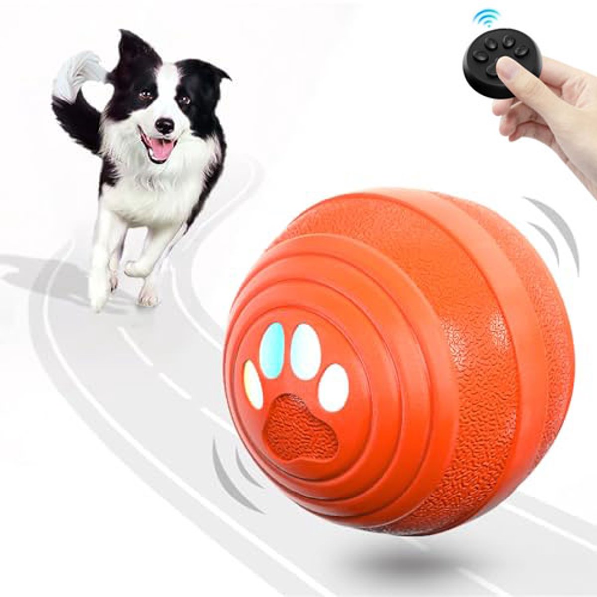 Interactief hondenspeelgoed - Slimme bewegende bal voor honden - met afstandsbediening - Oplaadbaar - Automatisch stuiterende, roterende bal voor kleine en middelgrote honden, oranje