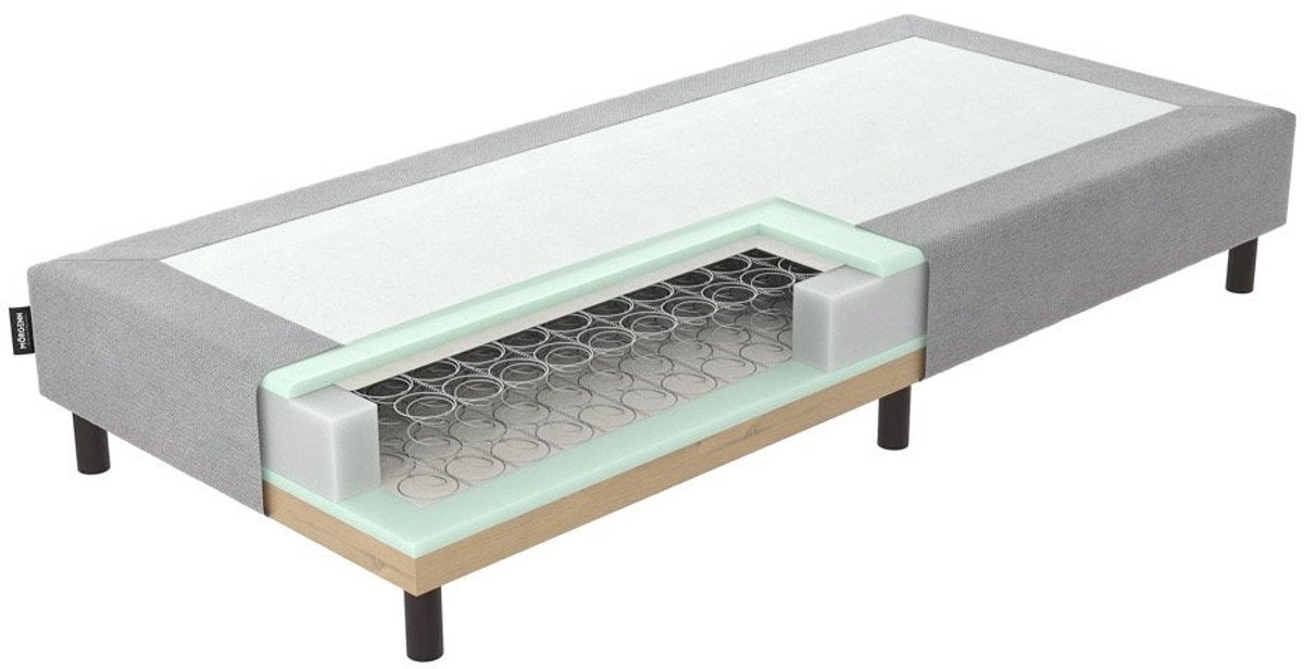 Mörgenn Ideal Boxspring - Losse Box - Luxe Bonellvering - Hotelkwaliteit - Lichtgrijs - 70x200 cm - 30cm hoog