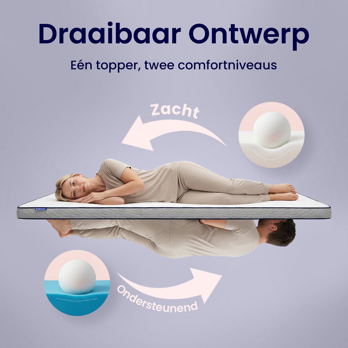Soulsnooze Soulsnooze DuoComfort Matras Topper 160x200 cm - M - afbeelding 3
