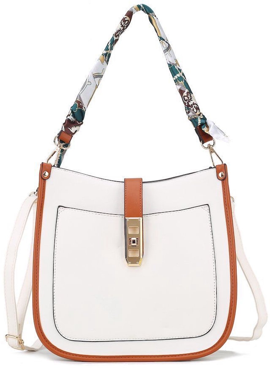 Gussaci - Handtas - Schoudertas & Crossbody Tas Dames – PU Leer – Wit – Verstelbare Schouderriem – 27 x 25 x 8 cm