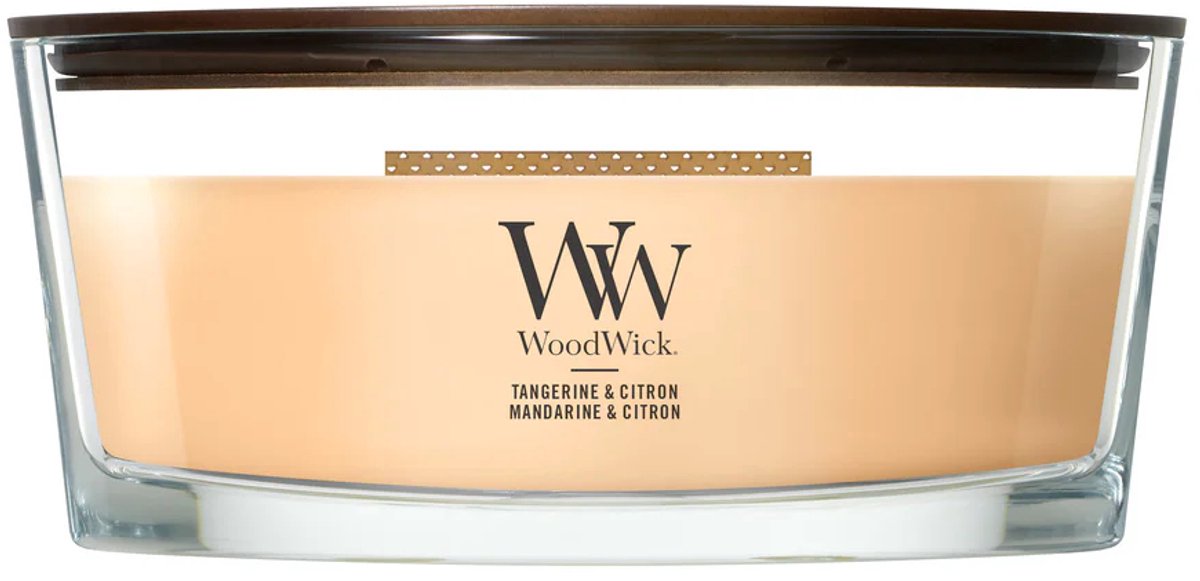 WoodWick Hearthwick - Tangerine & Citron - Ellipse Geurkaars - 50 branduren Oranje