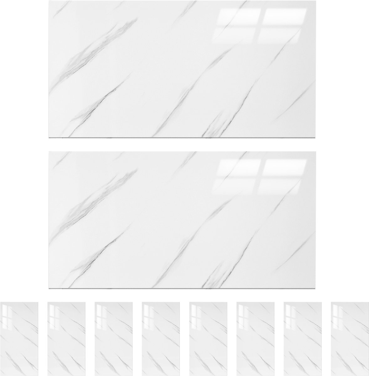 Set van 10 Marmeren Behangstickers – 60x31 cm Zelfklevende Achterwand – Decoratieve Panelen om te Plakken voor Keuken en Badkamer
