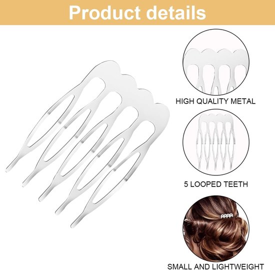 30 stuks Metalen Zijdelingse Haarkammen met 5 Tanden voor Elegante Haarstyling van Merkloos — afbeelding 4