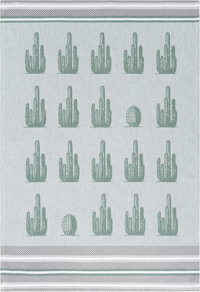 4-Pack Theedoeken Katoen met Cactus Patroon Groen - Keukendoeken 50x70 cm