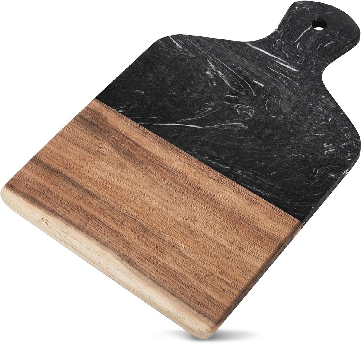 Ronde Houten en Marmeren Serveerplank met Handvat voor Kaas en Borrelplank