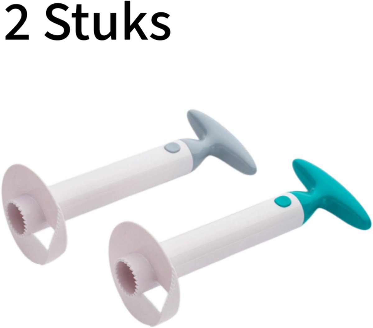 2 stuks - Ananas ontkerner - 3-in-1 fruit snijder - schillen en klokhuis verwijderen - Kunststof - Antislip handvat - Grijs-wit + Blauw-wit