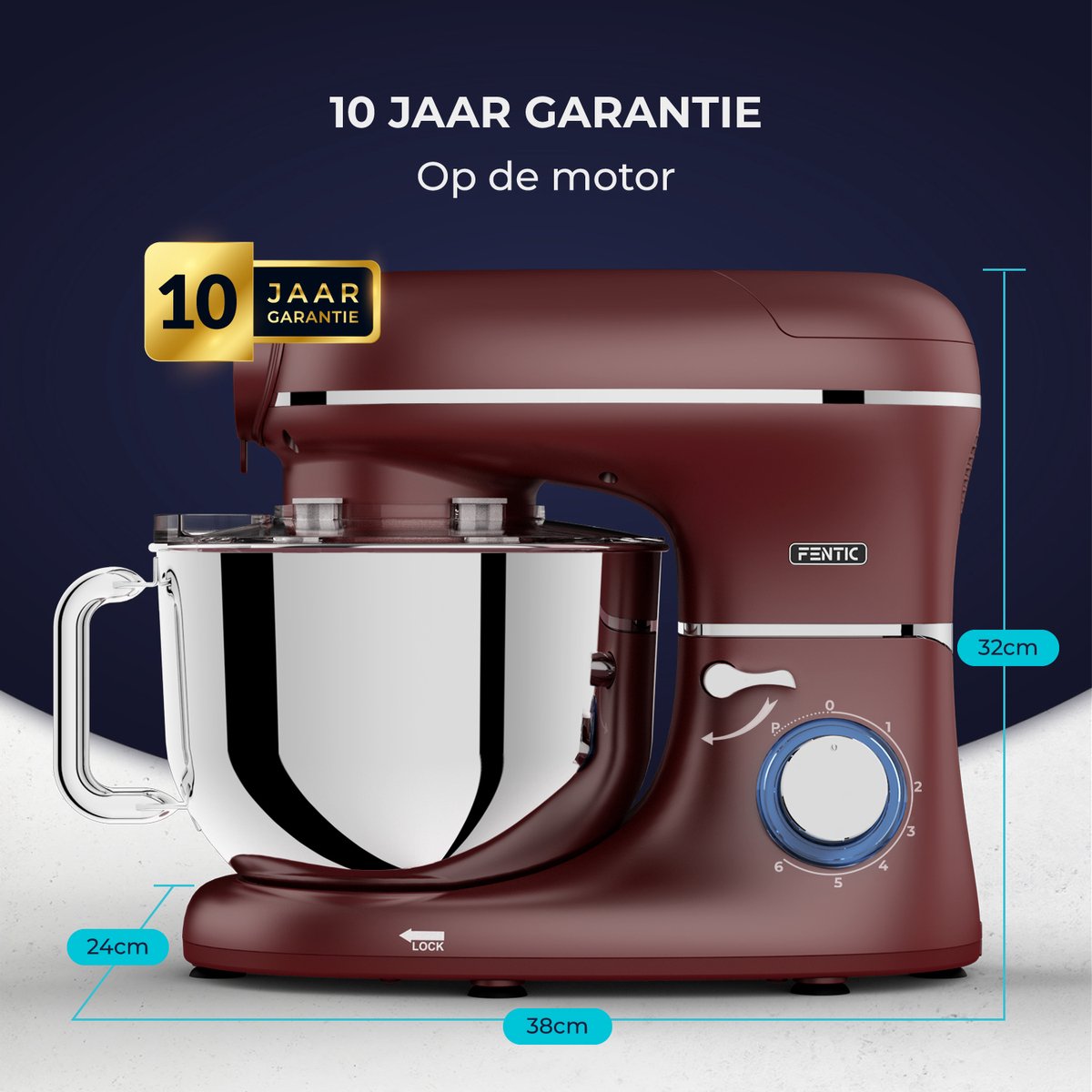 Fentic Keukenmachine – 2000W – Keukenrobot – Foodprocessor - 6,2L Mengkom – Incl. Vleesmolen, Blender en extra Accessoires – Rood – foto 7