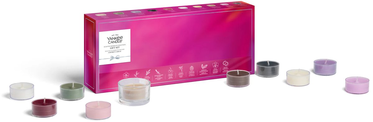 Yankee Candle 10 Tealight & Holder Gift Set - Cadeauset - Inclusief Glazen Houder Paars
