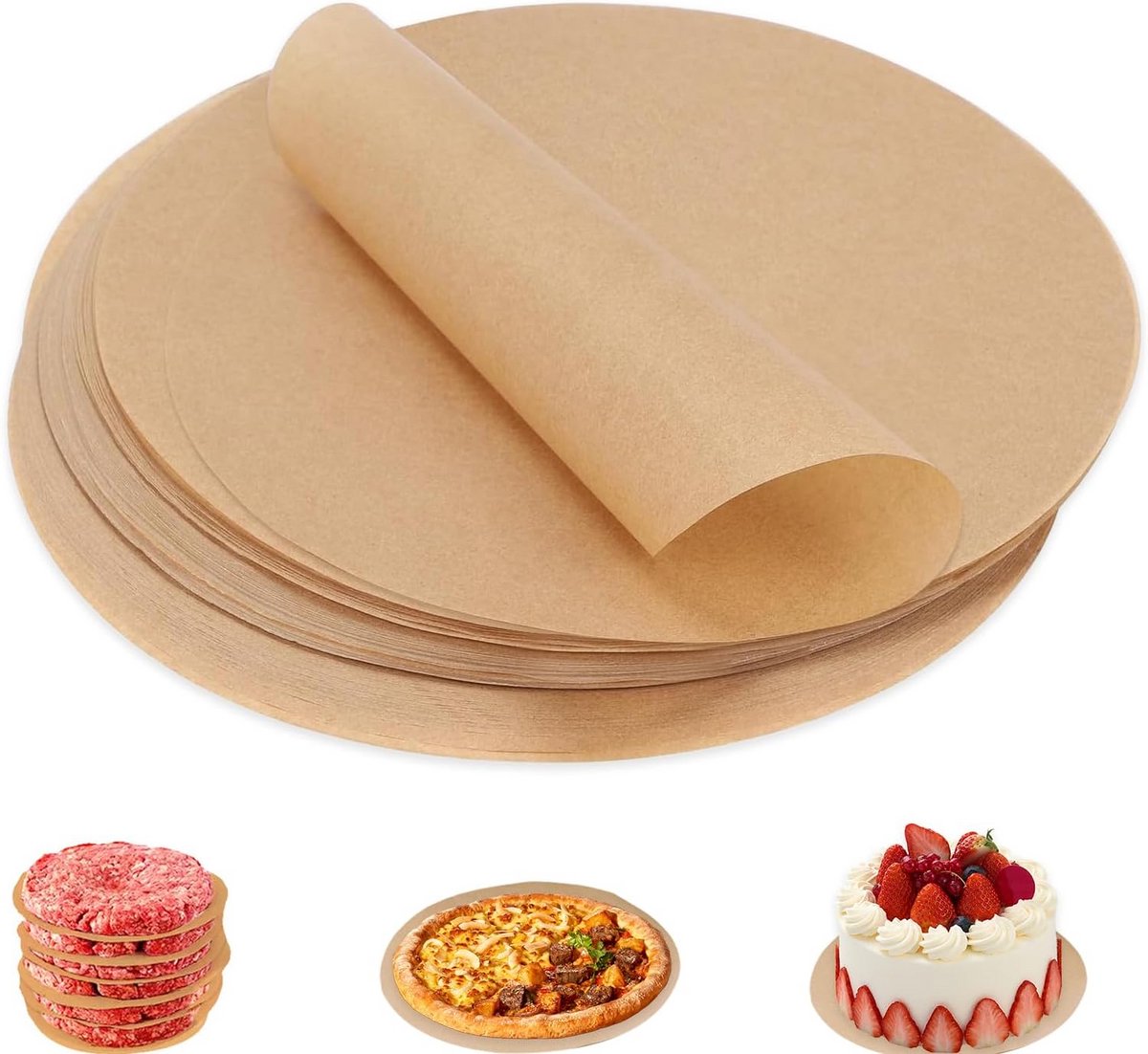 150x Rond Bakpapier 30 cm - Hittebestendig voor Heteluchtfriteuse, Cake, Pizza & BBQ