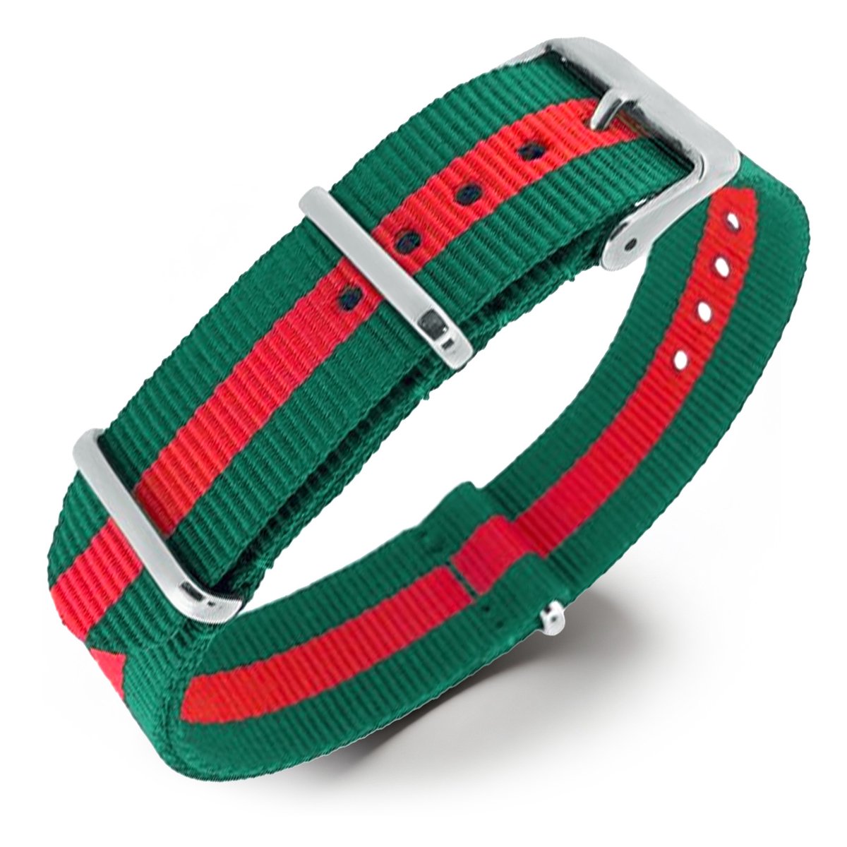 NATO Horlogeband G10 Military Nylon Strap - Regimental Groen Rood 22mm