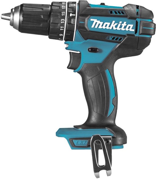 Makita LXT accuboormachine met zwarte en turquoise accenten.