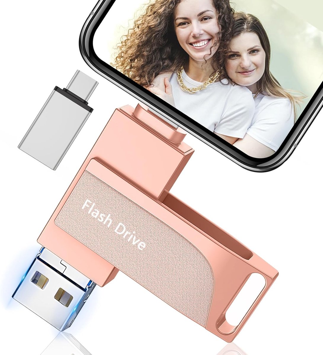 USB-stick 256 GB 4-in-1 voor Telefoon, Tablet en PC - iOS & Android Compatibel