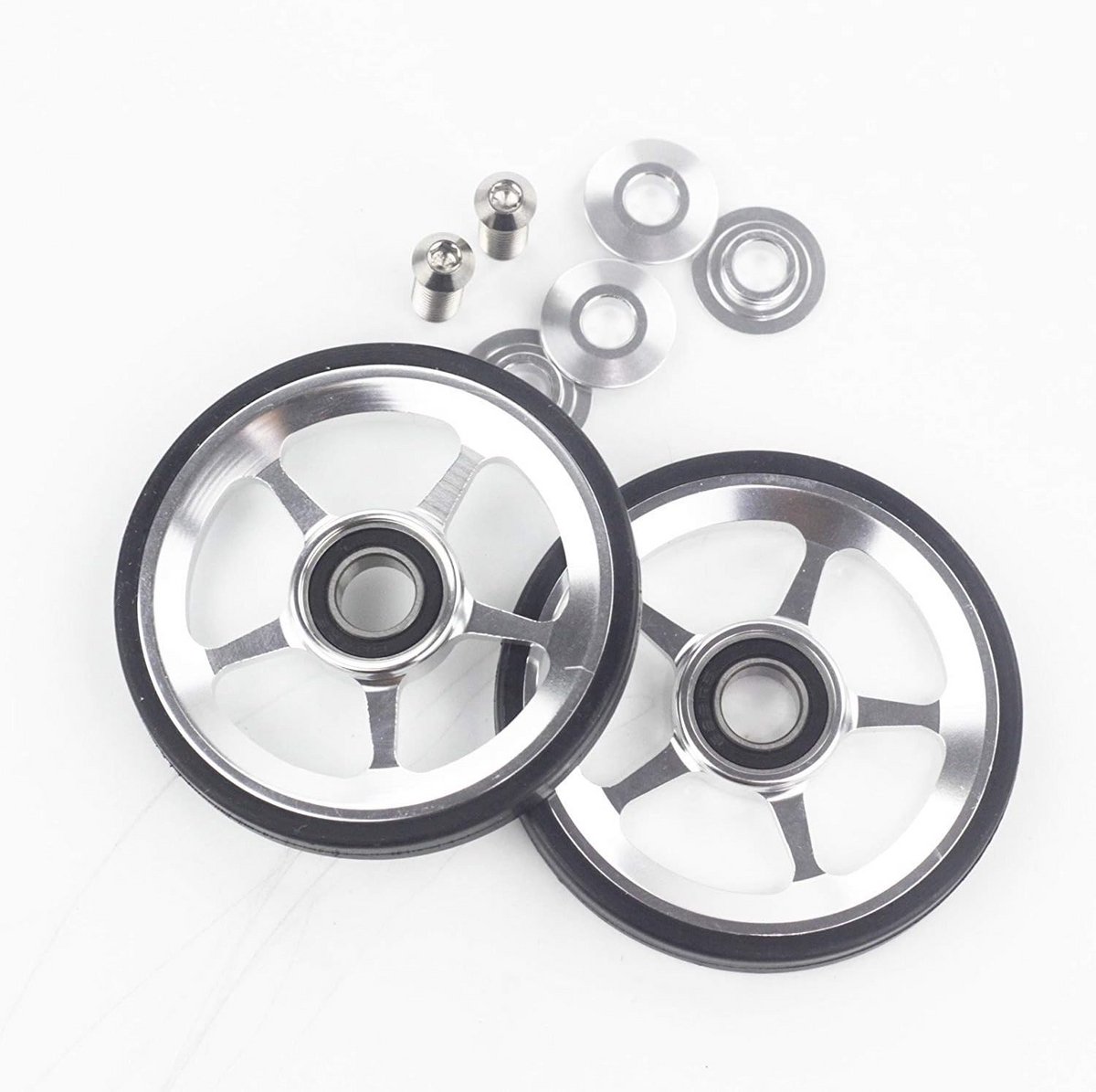 Originele Easywheels voor Brompton Vouwfiets - Titanium Bouten Inbegrepen