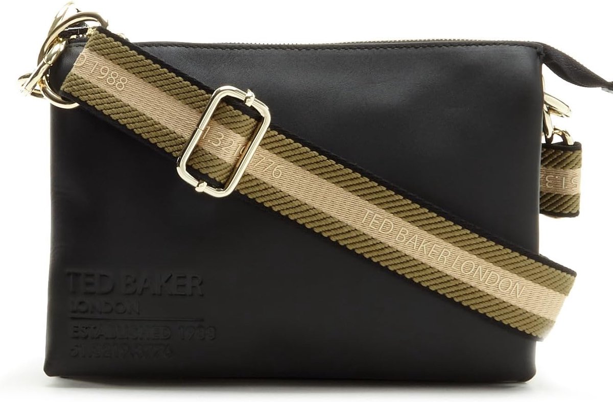 Leren Schoudertas met Webbing Detail en Afneembare Band