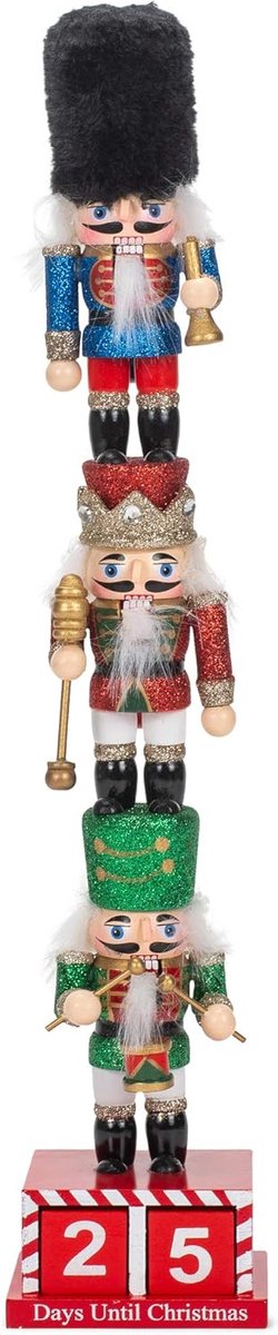 Houten Notenkraker Decoratie met Countdown Kalender 40 cm