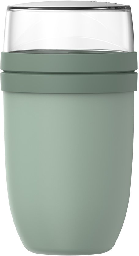 Pot à lunch Mepal XL vert avec couvercle transparent, sur fond blanc.