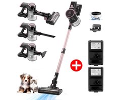AG4200 Steelstofzuiger Draadloos – 2 Accu’s – 90 Min Stofzuigen – Krachtige Stofzuiger Zonder Zak – Geschikt voor Dierenharen – 2-in-1 Kruimeldief – Compact & Lichtgewicht – Rose Gold