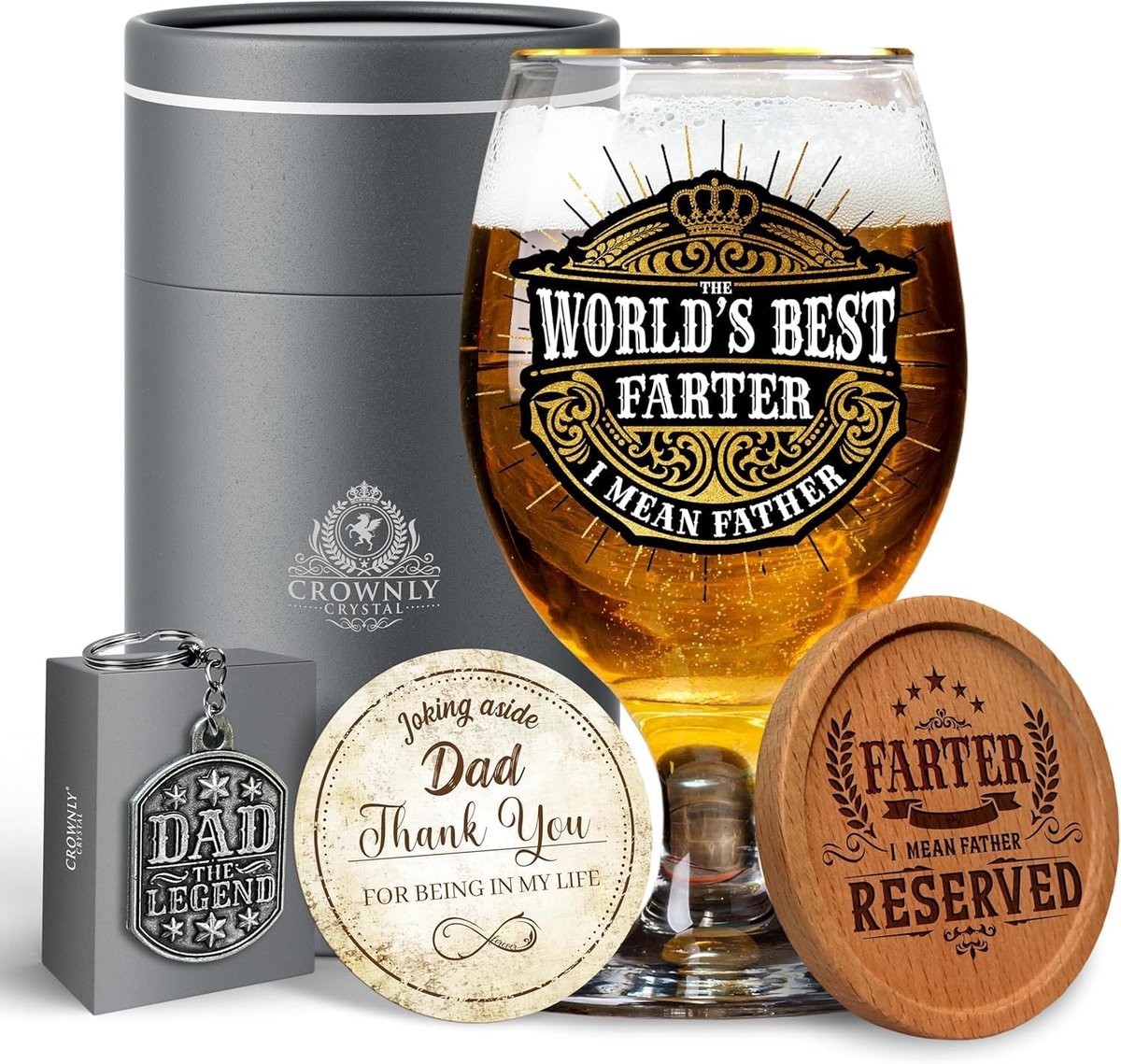 Grappig Bierglas Cadeau voor Vader - Uniek Gepersonaliseerd Glas