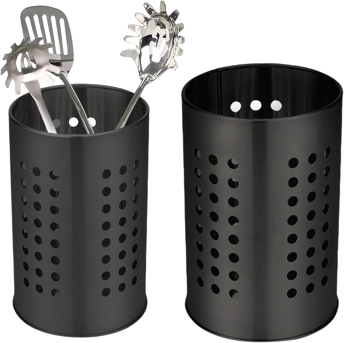 Set van 2 Bestekhouder RVS: Keukengerei Pot Tafelmodel & Afdruiprek