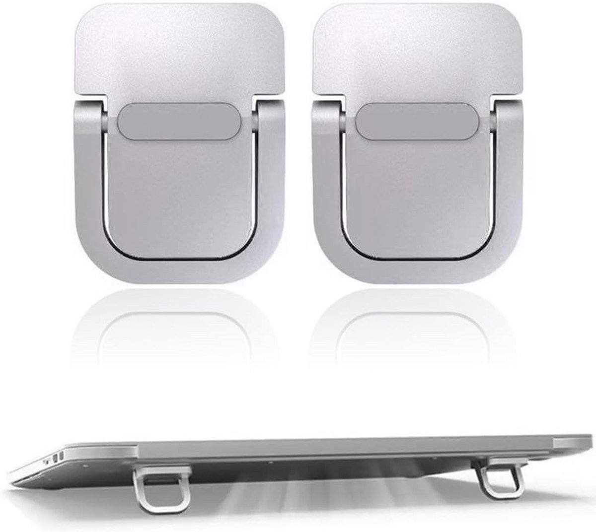 2x Mini Laptopstandaard Draagbaar Verhoogd Bureau & Toetsenbord Houder Zilver