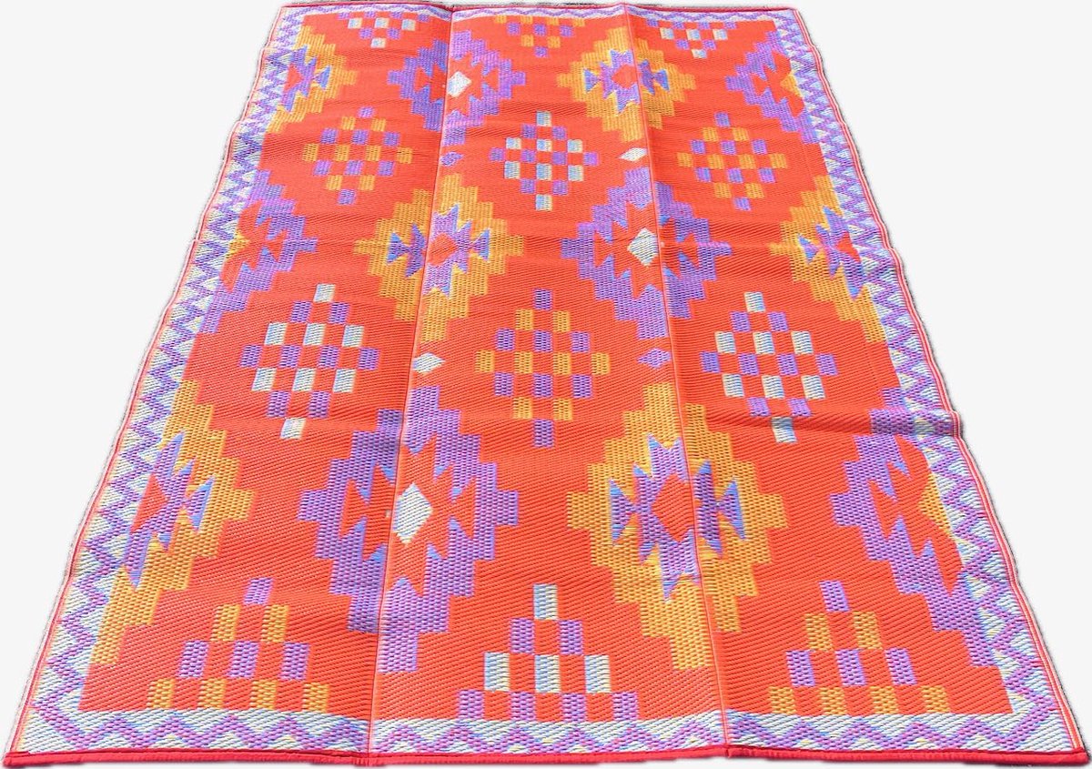 plastic buitenkleed-vloerkleed 150x240cm oranje ruit