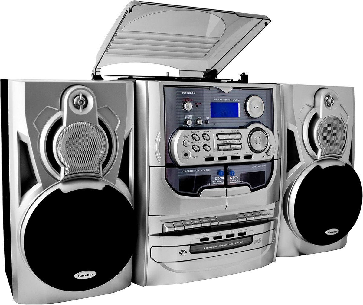 Compact Stereo Installatie met Draaitafel, CD-wisselaar en Cassettespeler