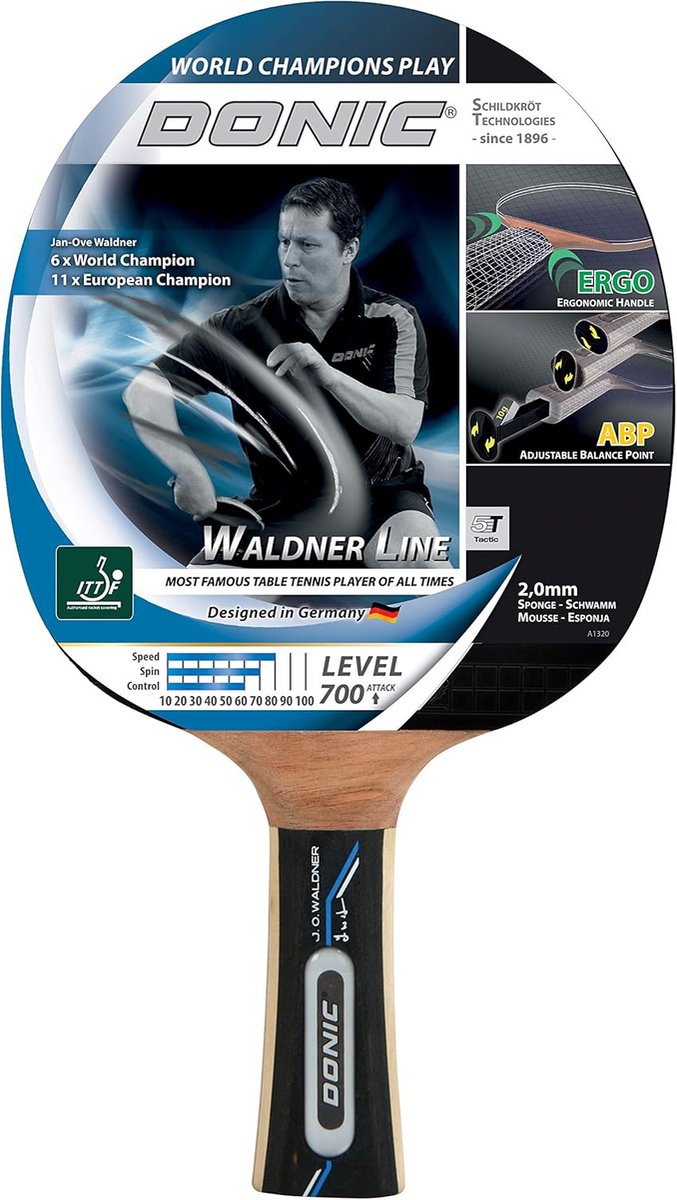 Tafeltennisbatje voor aanval, 3 sterren, ABP en Ergonomische grip