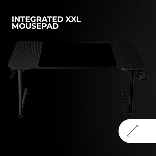 Ergonomisch Gaming Bureau met Carbon Oppervlak en XXL Muismat van Merkloos — afbeelding 3