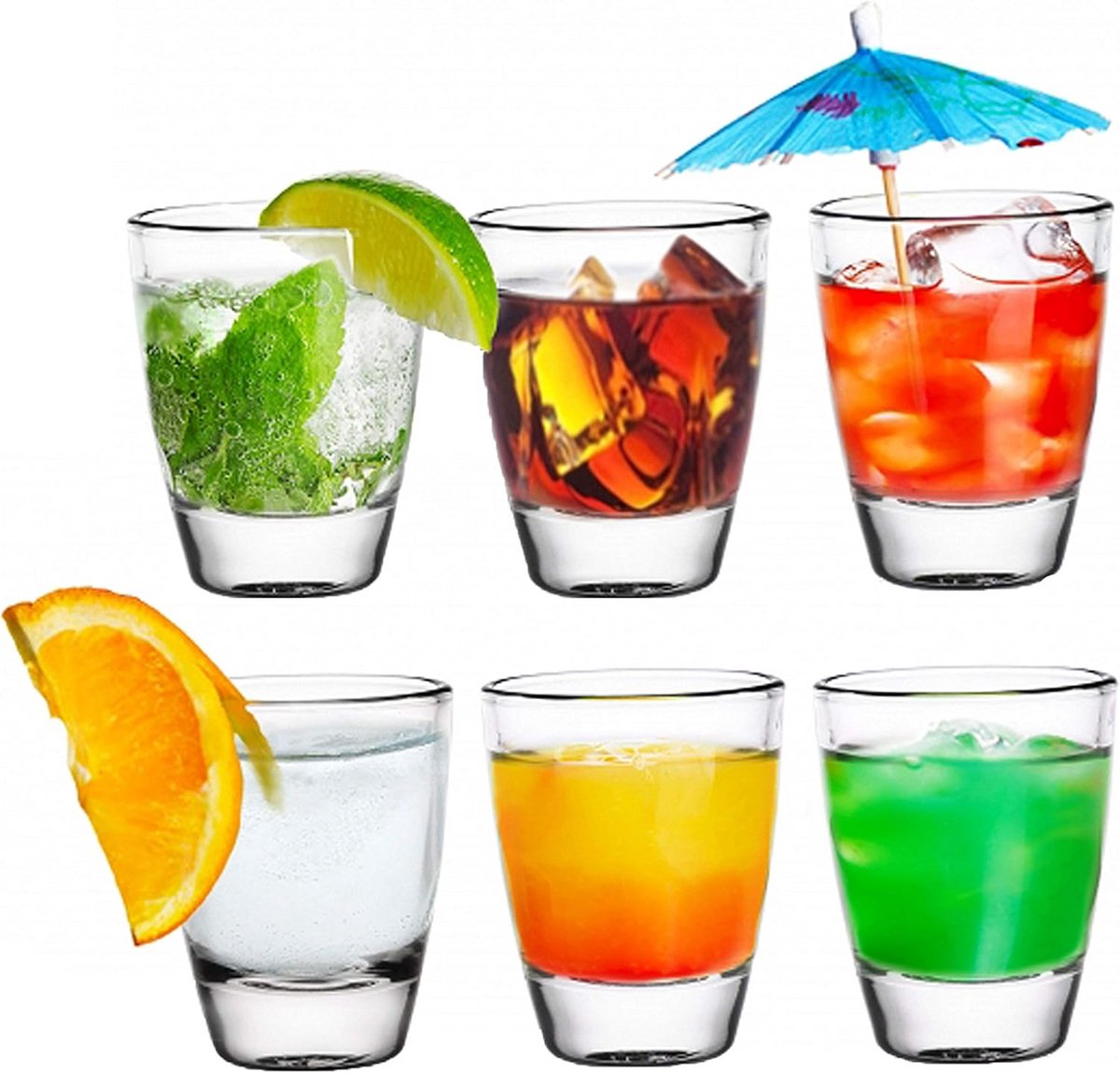 Set van 6 Shotglaasjes 25ml Klassiek Persglas voor Tequila, Vodka en Drank