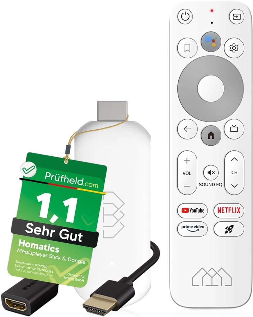 Full HD Android TV Media Speler Streaming Stick met Spraakbesturing en Google Certificering