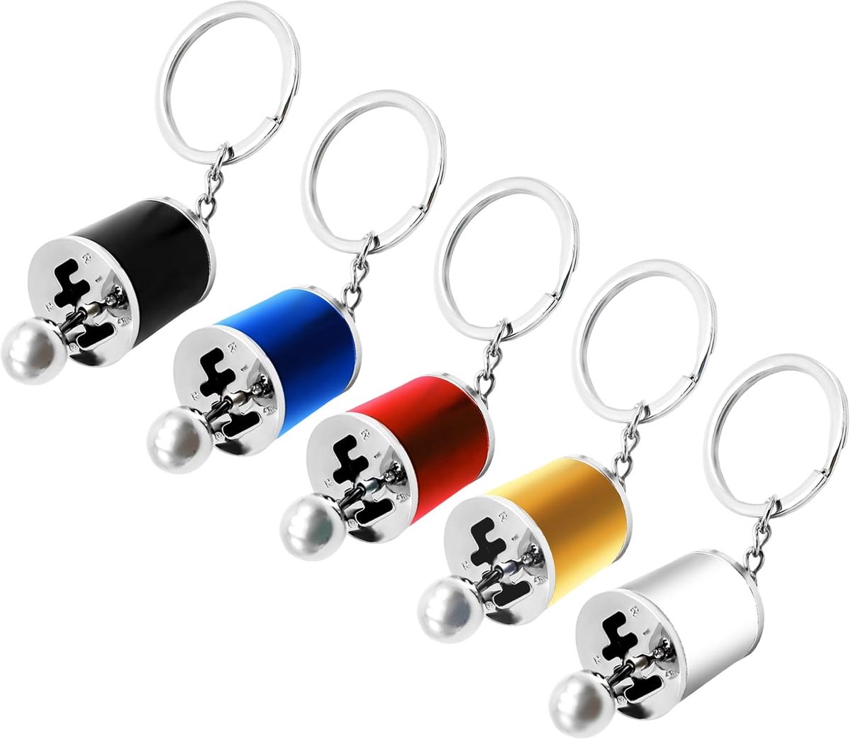 Set van 5 Metalen Autosleutelhangers Versnellingspook met Schakelfunctie